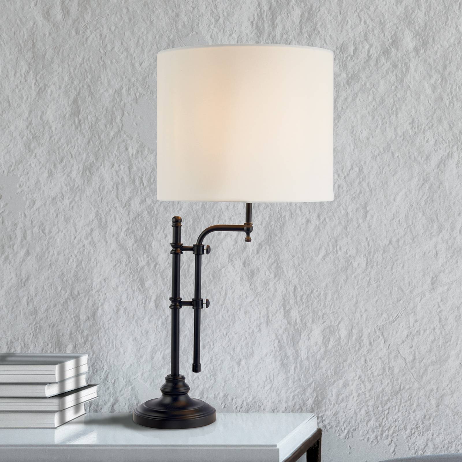 Tischlampe Munich, schwarz/weiß, Leinen, E27, verstellbar Tischlampe Munich, schwarz/weiß, Leinen, E27, verstellbar von Searchlight