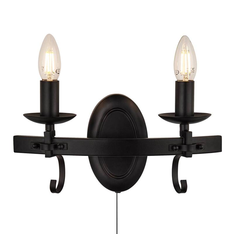 Wandleuchte Cartwheel III, 2-flammig, Zugschalter, Metall von Searchlight