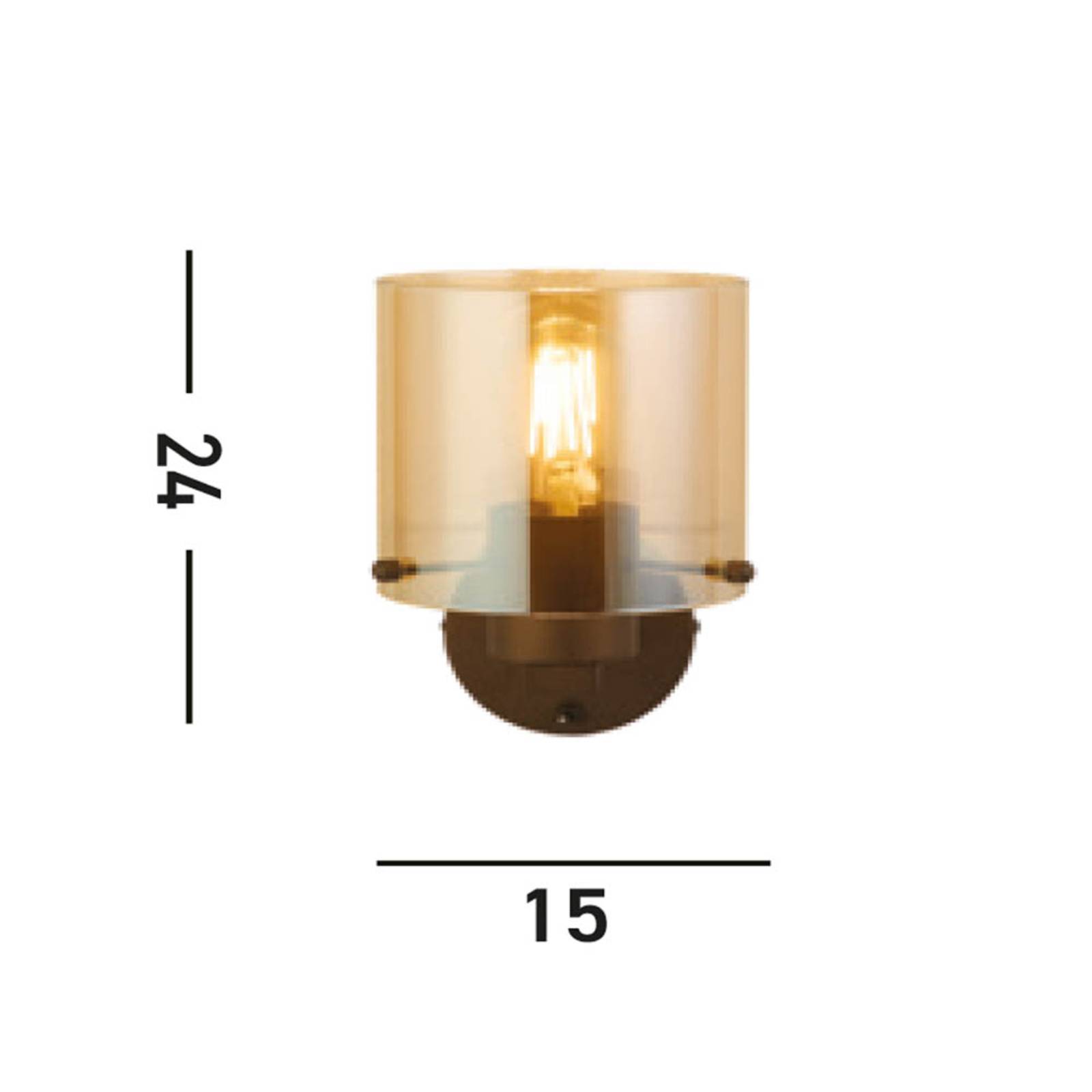Wandleuchte Sweden, mokka/amber, 1-fl., Stahl, Glas Wandleuchte Sweden, mokka/amber, 1-fl., Stahl, Glas von Searchlight