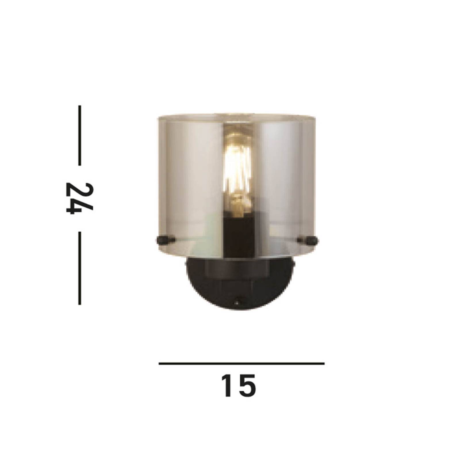Wandleuchte Sweden, schwarz/rauchgrau, 1-fl., Stahl, Glas Wandleuchte Sweden, schwarz/rauchgrau, 1-fl., Stahl, Glas von Searchlight