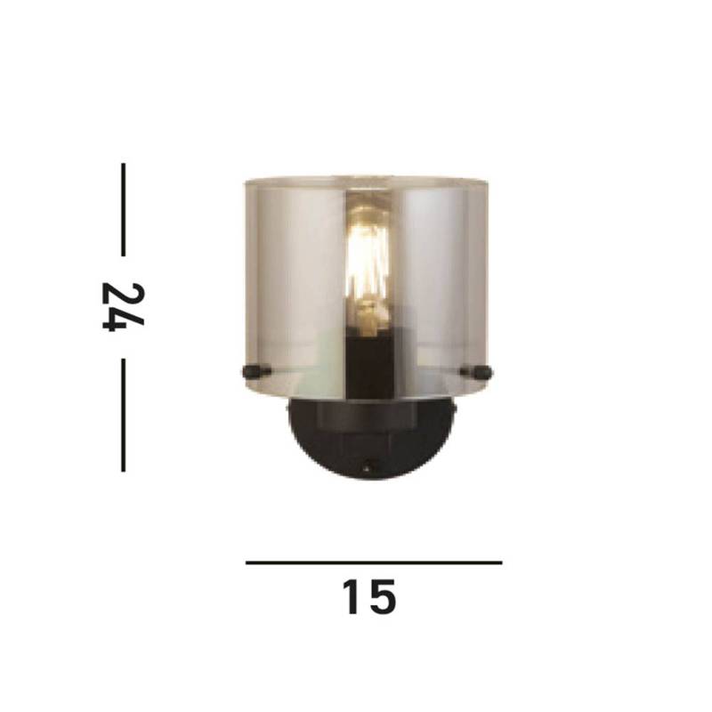 Wandleuchte Sweden, schwarz/rauchgrau, 1-fl., Stahl, Glas von Searchlight