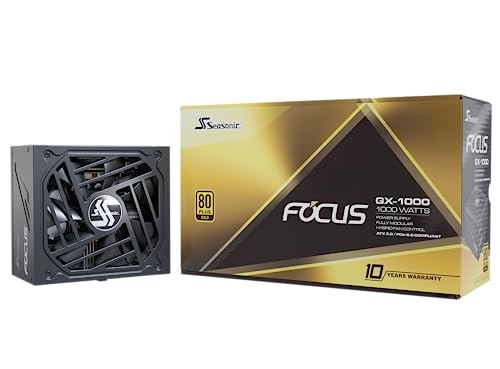 Seasonic Focus GX-1000 ATX 3.0, Netzteil, ATX12V 3.0, 80 Plus Gold, 1000 Watt, modular, PCIe 5.0, 12VHPWR-Anschluss, Schwarz von Seasonic