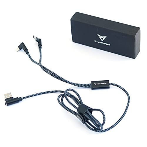 Seat OKD105520920 Ladekabel 3-in-1 USB Kabel Adapter Anschlusskabel, mit Cupra Schriftzug, schwarz von Seat