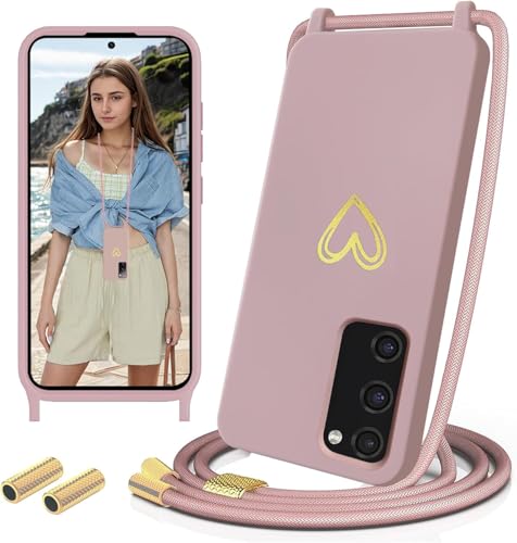 Sebor Handykette für Samsung Galaxy S20 FE Hülle mit Band, Necklace Handyhülle mit Kette für zum Umhängen, Gold Herz Muster Silikon Stoßfest Schutzhülle mit Abnehmbar Kordel für S20 FE 4G&5G, Rosa Sebor Handykette für Samsung Galaxy S20 FE Hülle mit Band, Necklace Handyhülle mit Kette für zum Umhängen, Gold Herz Muster Silikon Stoßfest Schutzhülle mit Abnehmbar Kordel für S20 FE 4G&5G, Rosa von Sebor