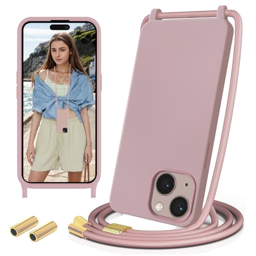 Sebor Handykette Hülle für iPhone 15 Handyhülle mit Band, Necklace Kette Schutzhülle Silikon Stoßfest mit Abnehmbar Kordel zum Umhängen für iPhone 15 6,1", Rosa Sebor Handykette Hülle für iPhone 15 Handyhülle mit Band, Necklace Kette Schutzhülle Silikon Stoßfest mit Abnehmbar Kordel zum Umhängen für iPhone 15 6,1", Rosa von Sebor