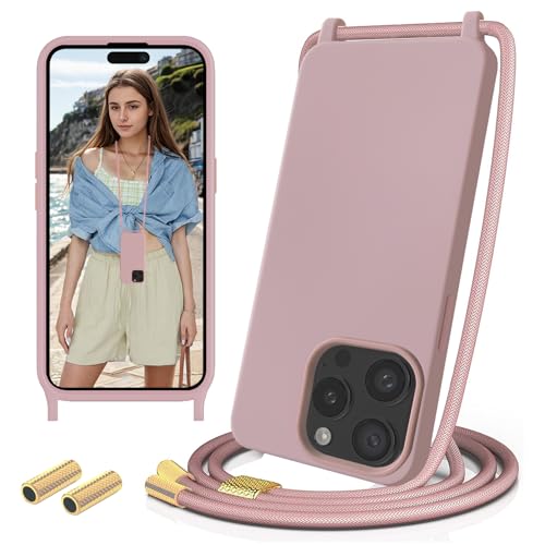 Sebor Handykette Hülle für iPhone 15 Pro Handyhülle mit Band, Necklace Kette Schutzhülle Silikon Stoßfest mit Abnehmbar Kordel zum Umhängen für iPhone 15 Pro 6,1", Rosa Sebor Handykette Hülle für iPhone 15 Pro Handyhülle mit Band, Necklace Kette Schutzhülle Silikon Stoßfest mit Abnehmbar Kordel zum Umhängen für iPhone 15 Pro 6,1", Rosa von Sebor