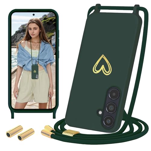 Sebor Handykette für Samsung Galaxy A54 5G Hülle mit Band, Silikon Handyhülle mit Kette Gold Herz Muster Necklace Schutzhülle Stoßfest mit Abnehmbar Kordel zum Umhängen für Samsung A54 5G, Grün Sebor Handykette für Samsung Galaxy A54 5G Hülle mit Band, Silikon Handyhülle mit Kette Gold Herz Muster Necklace Schutzhülle Stoßfest mit Abnehmbar Kordel zum Umhängen für Samsung A54 5G, Grün von Sebor
