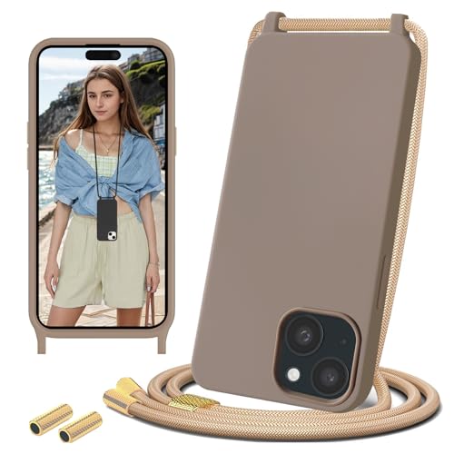 Sebor Handykette für iPhone 15 Hülle mit Band, Necklace Handyhülle Kette Schutzhülle Silikon Stoßfest mit Abnehmbar Kordel zum Umhängen für iPhone 15 6,1", Braun Sebor Handykette für iPhone 15 Hülle mit Band, Necklace Handyhülle Kette Schutzhülle Silikon Stoßfest mit Abnehmbar Kordel zum Umhängen für iPhone 15 6,1", Braun von Sebor