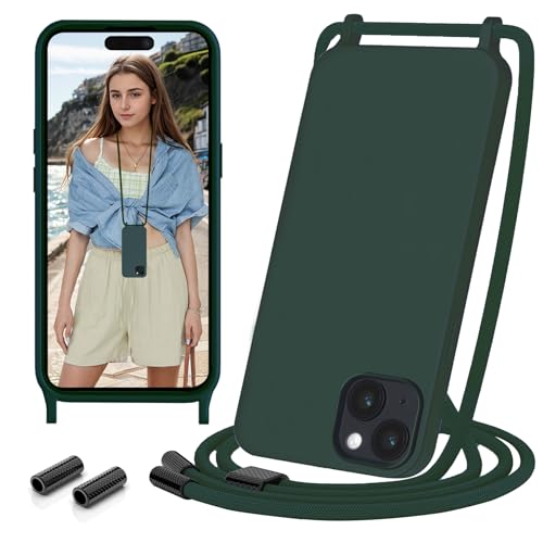 Sebor Handykette für iPhone 15 Hülle mit Band, Necklace Handyhülle Kette Schutzhülle Silikon Stoßfest mit Abnehmbar Kordel zum Umhängen für iPhone 15 6,1", Grün Sebor Handykette für iPhone 15 Hülle mit Band, Necklace Handyhülle Kette Schutzhülle Silikon Stoßfest mit Abnehmbar Kordel zum Umhängen für iPhone 15 6,1", Grün von Sebor