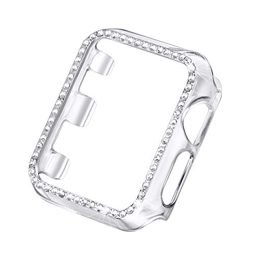 Secbolt 42 mm Hülle kompatibel mit Apple Watch Band, Bling Full Cover Bumper Schutzrahmen Displayschutzfolie für iWatch Serie 3/2/1, transparent (42 mm) von Secbolt