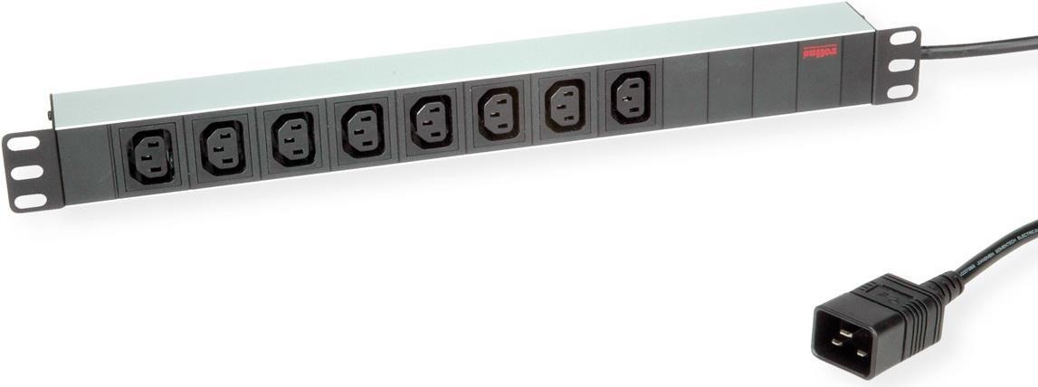 ROLINE 19-Steckdosenleiste 8fach C13 + C20-Stecker, Aluminium, 2,0 m (19.07.1627) von ROLINE