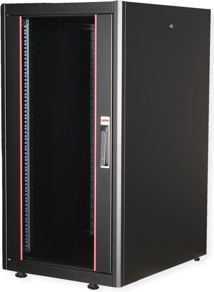 ROLINE 19 Zoll Netzwerkschrank Basic 22 600x800 BxT Glastür schwarz (26.21.0201) von ROLINE