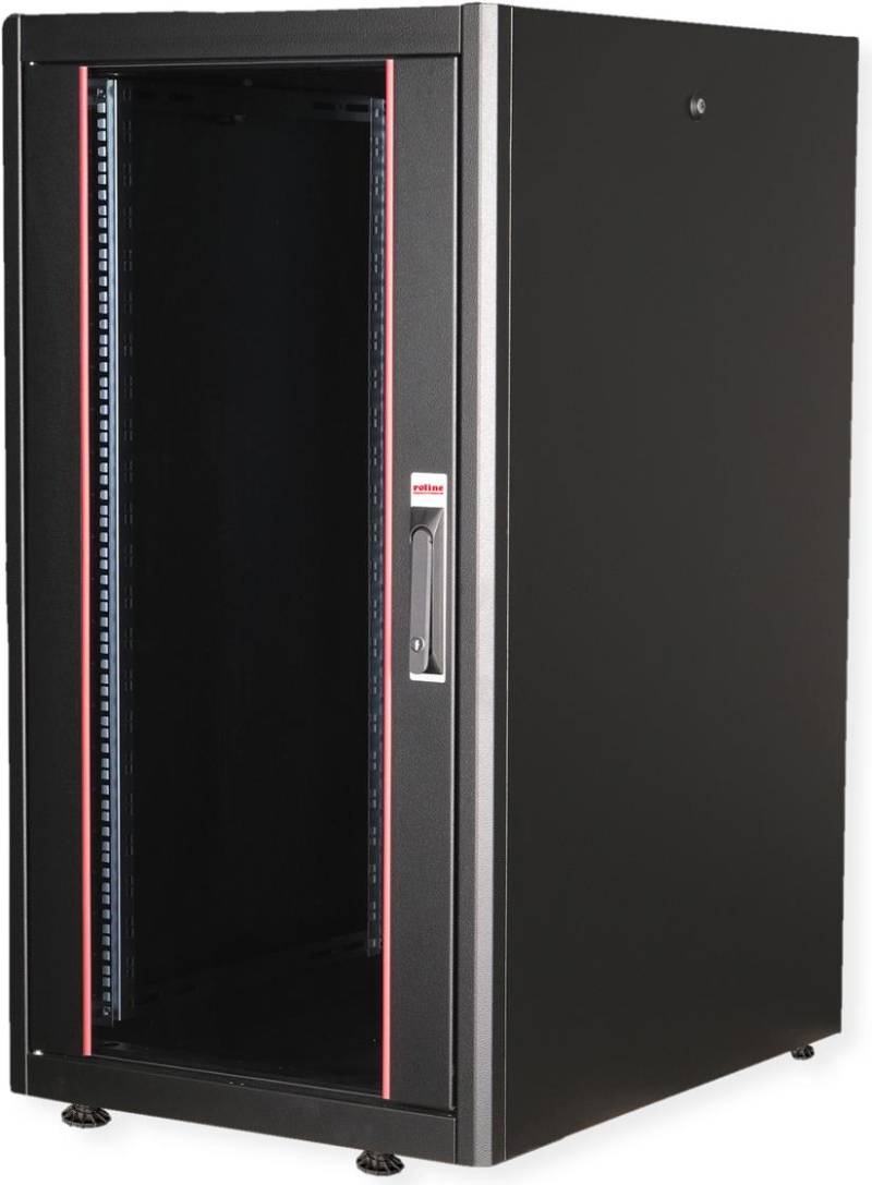ROLINE 19 Zoll Netzwerkschrank Basic 22 600x800 BxT Glastür schwarz (26.21.0201) von ROLINE