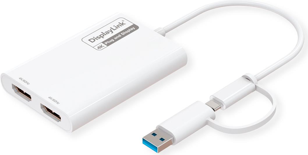 ROLINE Display Adapter USB Typ C A - Dual HDMI 4K60 ST/BU - Adapter - Digital/Daten (12.03.3206) von ROLINE