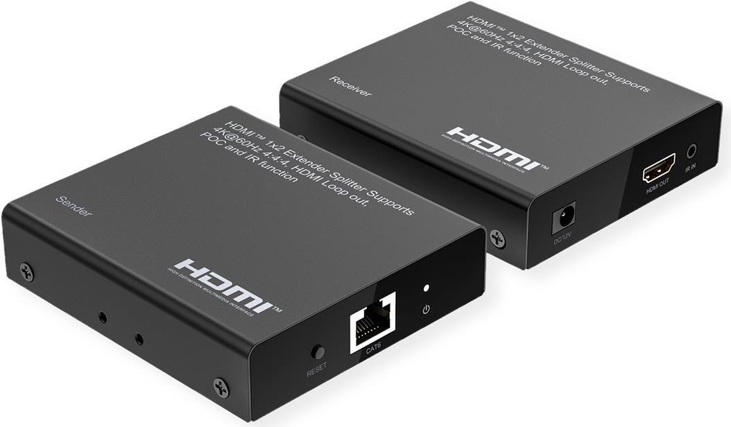 ROLINE HDMI 1x2 Splitter+ Extender via TP Kat.6A 4K60Hz 70m - Digital/Display/Video (14.01.3643) von ROLINE
