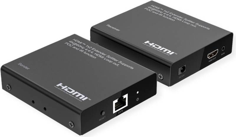 ROLINE HDMI 1x2 Splitter+ Extender via TP Kat.6A 4K60Hz 70m - Digital/Display/Video (14.01.3643) von ROLINE