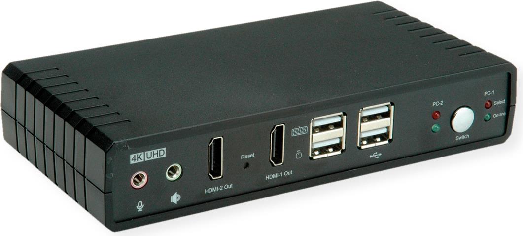 ROLINE KVM Switch Dual Head 1U-2PCs HDMI 4K60 - KVM-Umschalter (14.01.3047) von ROLINE