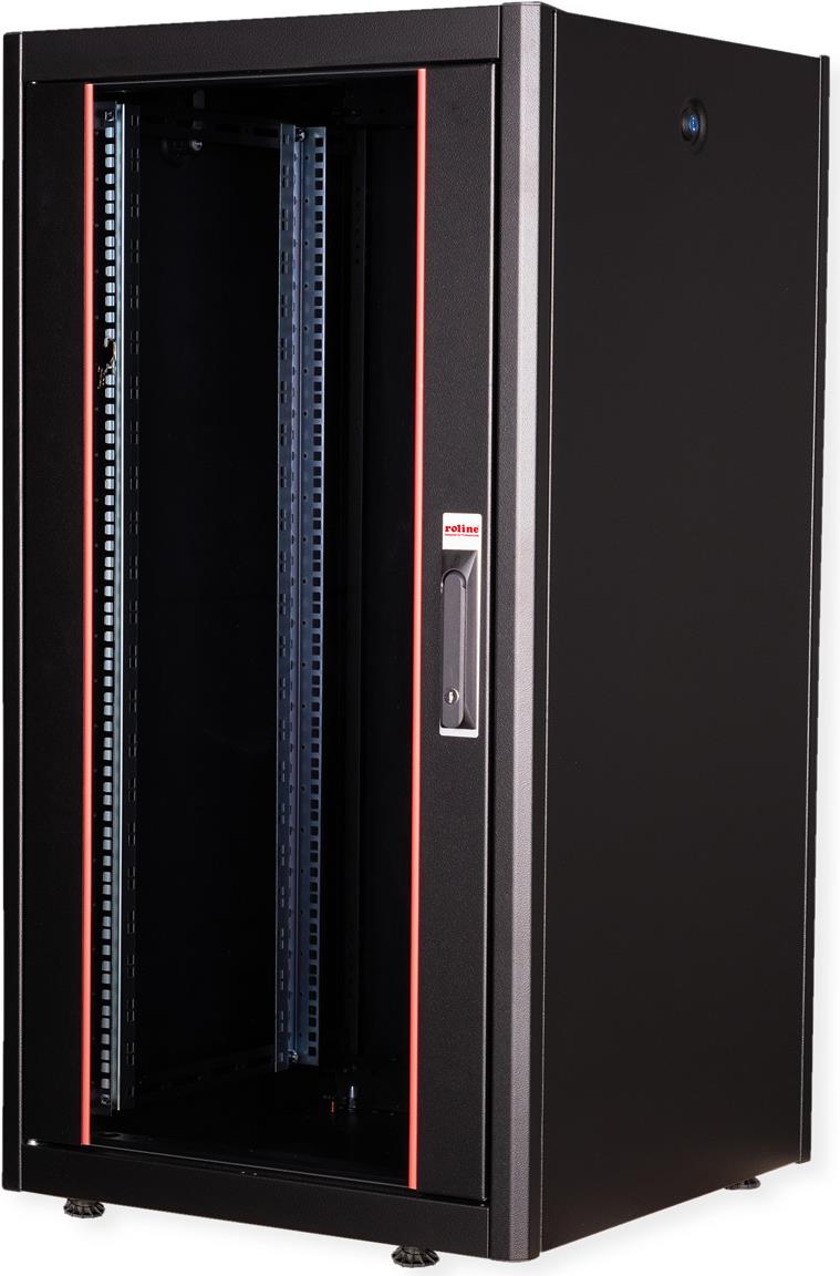 Roline Basic - Schrank Netzwerkschrank - Glas Tür - Jet Black, RAL 9005 - 22U - 48.3 cm (19) (26.21.0200) von ROLINE
