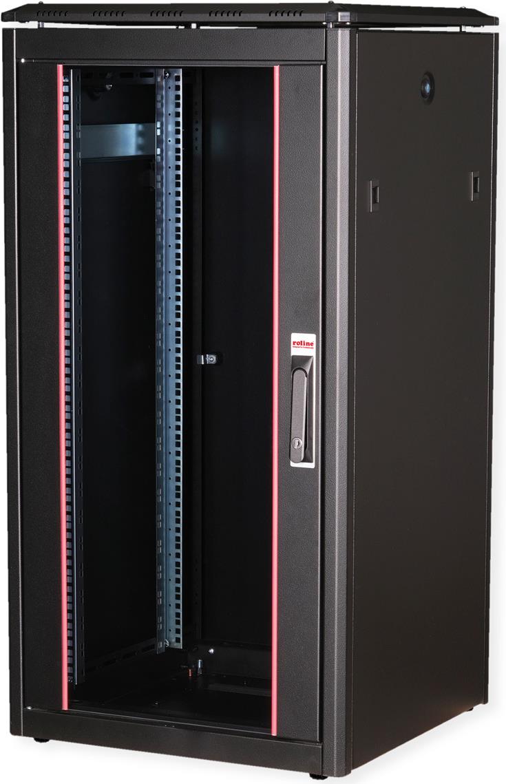 Roline Pro - Schrank Netzwerkschrank - mit Glastür, 600 x 600 mm (B x T) - RAL 9005, Jet Black - 22U - 48.3 cm (19) (26.21.0218) von ROLINE