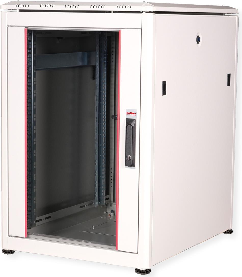 Roline Pro - Schrank Netzwerkschrank - mit Glastür, 600 x 800 mm (B x T) - Hellgrau, RAL 7035 - 16U - 48.3 cm (19) (26.21.0048) von ROLINE