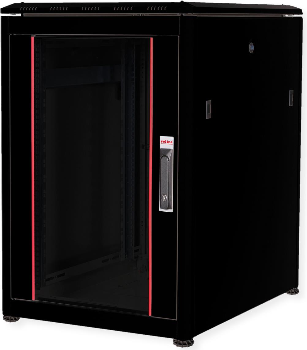 Roline Pro - Schrank Netzwerkschrank - mit Glastür, 600 x 800 mm (B x T) - Jet Black, RAL 9005 - 16U - 48.3 cm (19) (26.21.0217) von ROLINE
