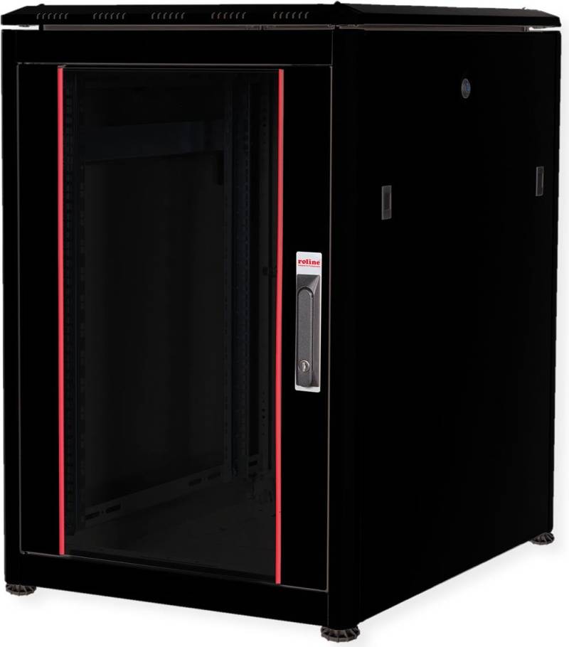Roline Pro - Schrank Netzwerkschrank - mit Glastür, 600 x 800 mm (B x T) - Jet Black, RAL 9005 - 16U - 48.3 cm (19) (26.21.0217) von ROLINE