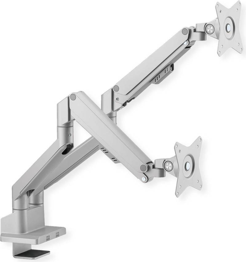 ROLINE - Befestigungskit (Spannbefestigung für Tisch, 2 einstellbare Arme) - Stromlinienförmig - für 2 LCD-Displays - pneumatisch - Aluminiumlegierung - Silber (17.03.1158) von ROLINE