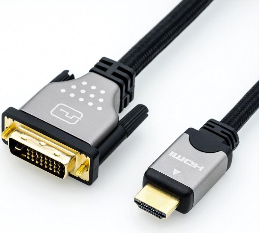 Secomp Roline - Videokabel - Dual Link - HDMI / DVI - DVI-D (M) bis HDMI (M) - 10,0m - abgeschirmt - Schwarz/Silber - 4K Unterstützung (11.04.5875) von Secomp