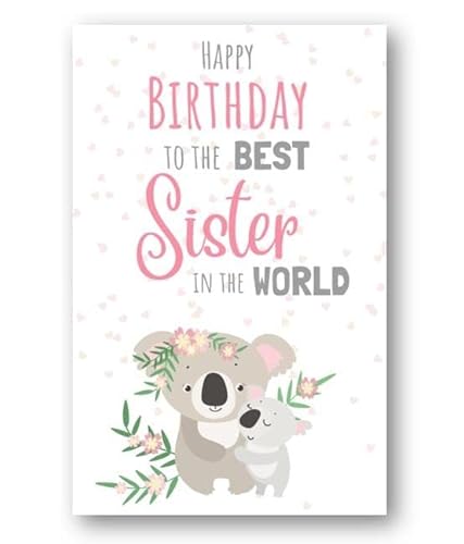 Second Ave Geburtstagskarte mit Aufschrift "Best Sister in The World", niedliche Koala-Geburtstagskarte von Second Ave Gift Company