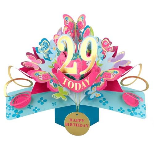 Pop-Up-Grußkarte zum 29. Geburtstag mit Aufschrift "Love Kate's Pop Up Cards" "Her Design" POP236MC29 von Second Nature Pop Ups