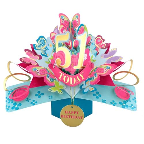 Pop-Up-Grußkarte zum 51. Geburtstag "51 Today Love Kate's Pop Up", "Her Design", POP236MC51 Pop-Up-Grußkarte zum 51. Geburtstag "51 Today Love Kate's Pop Up", "Her Design", POP236MC51 von Second Nature Pop Ups
