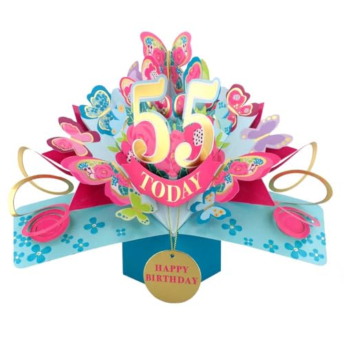Pop-Up-Grußkarte zum 55. Geburtstag "55 Today Happy 55th Birthday", "Love Kate's Pop Up", "Her Design", POP236MC55 Pop-Up-Grußkarte zum 55. Geburtstag "55 Today Happy 55th Birthday", "Love Kate's Pop Up", "Her Design", POP236MC55 von Second Nature Pop Ups