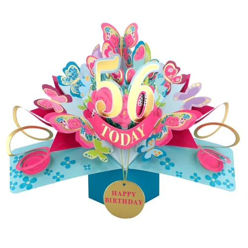 Pop-Up-Grußkarte zum 56. Geburtstag "56 Today Happy 56th Birthday", "Love Kate's Pop Up", "Her Design", POP236MC56 Pop-Up-Grußkarte zum 56. Geburtstag "56 Today Happy 56th Birthday", "Love Kate's Pop Up", "Her Design", POP236MC56 von Second Nature Pop Ups