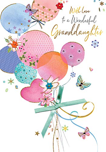 Second Nature Geburtstagskarte für Enkelin, Aufschrift"With Love to a Wonderful Granddaughter" von Second Nature Pop Ups