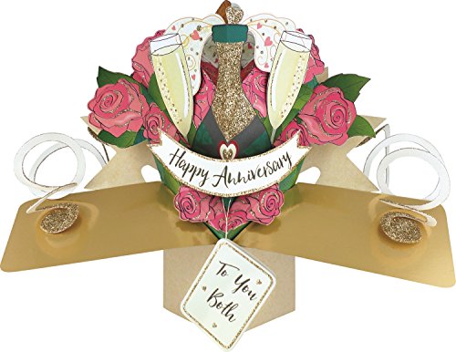 Second Nature Jubiläum Pop Up Card mit "Happy Anniversary " Beschriftung mit Champagner Design von Second Nature Pop Ups