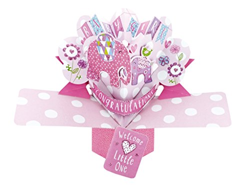 Second Nature Neue Baby Pop Up Card mit "Baby Girl Congratulations " Beschriftung in rosa von Second Nature Pop Ups