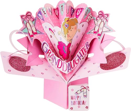 Second Nature Pop Ups Geburtstag Pop Up Card mit "Granddaughter Happy Birthday" Beschriftung Ballett Design von Second Nature Pop Ups