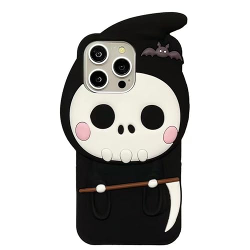 Seconddog 3D-Halloween-Skelett-Schutzhülle für iPhone 14 Pro Max, 17 cm (6,7 Zoll), weiches Silikon, Anime, lustig, cool, seltsam, hässlich, vollständig, schützend, stoßfest, für Teenager, Mädchen, von Seconddog