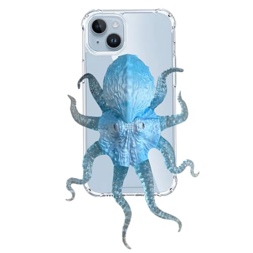 Seconddog Schutzhülle für iPhone 15 Pro, 3D-Finger, Oktopus, lustig, dehnbar, Dekompression, trendig, weich, TPU, transparent, hässlich, kompatibel mit iPhone 15 Pro (blau) von Seconddog