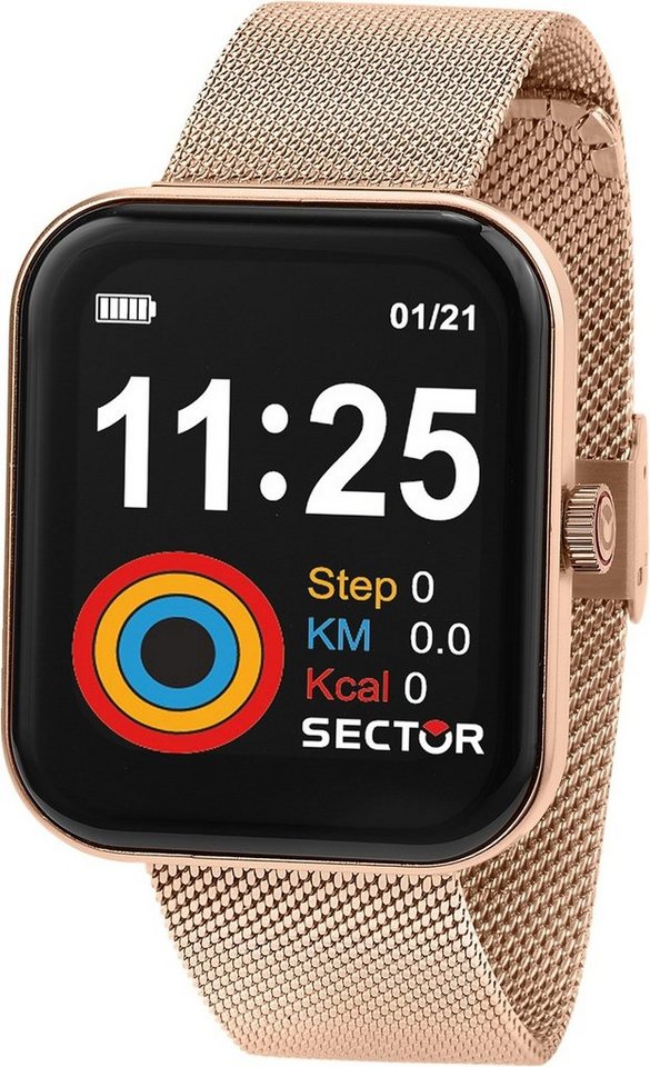 Sector Sector Herren Armbanduhr Smartwatch, Analog-Digitaluhr, Herrenuhr rund, groß (ca. 41x49,8mm), Edelstahlarmband, Sport-Style von Sector