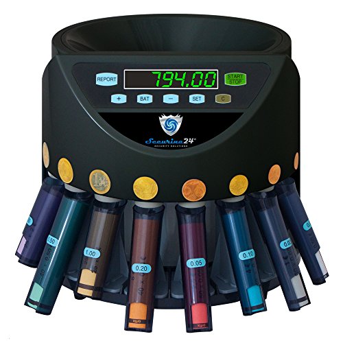 Automatischer Euro Münzzähler & -sortierer Geldzählmaschine SR1200 mit Abhülsung Geldzähler Münzzählautomat Securina24 (schwarz - BBB) von Securina24
