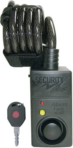 Security Plus AL07 Kabelschloss Schwarz mit Alarm, mit Bewegungsmelder Schlüsselschloss von Security Plus