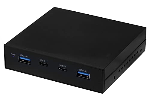 SEDNA - USB 3.2 Gen II (10 Gbit/s), 4 Ports (2A2C) Interner Hub (Diskettenschacht) mit Typ A auf Typ E Stecker-Adapter. von Sedna