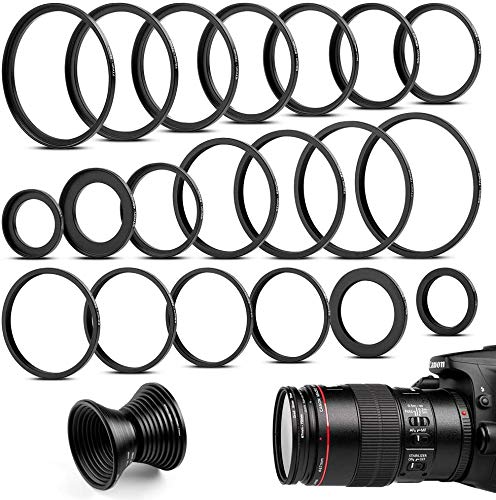 20 Stück Metall Step-Up Adapterringe & Step Down Ringe Kit Objektivfilter Stepping Adapter Ringe Set für DSLR Kamera von Sedremm