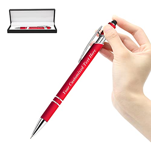 SeeWeLove Personalisierte Stifte in großen Mengen mit Stylus-Spitze - Individueller Druck mit Namen 0,5 mm Soft Touch Medium Kugelschreiber Stiftfreie Personalisierung Schwarze Tinte von SeeWeLove