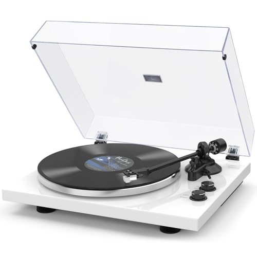 SeeYing Plattenspieler mit Riemenantrieb Bluetooth Vinyl-Schallplattenspieler 33 oder 45 U/min mit Phono Vorverstärker Magnetkartusche und Gegengewicht Drahtlose Ausgangskonnektivität von SeeYing