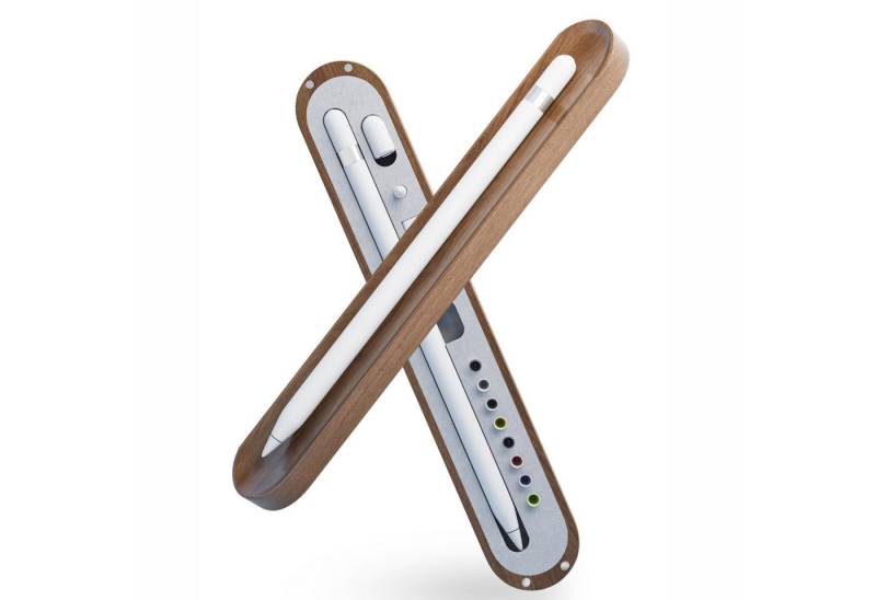 SeedWave Stifthülle Walnussholz Apple Pencil Hülle Kompatibel mit 1. und 2. Generation, Magnetverschluss, Schwammfutter von SeedWave