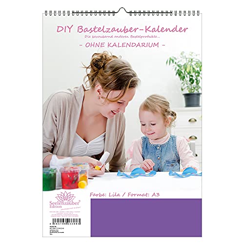 DIY Bastelzauber Wandkalender zum basteln OHNE Kalendarium DIN A3 Hochformat Farbe: Pink - Seelenzauber Fotokalender Bastelkalender Basteln von Seelenzauber