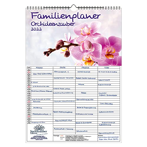 Familienplaner - Orchideenzauber DIN A3 Kalender für 2022 Orchideen und Blüten - Seelenzauber von Seelenzauber
