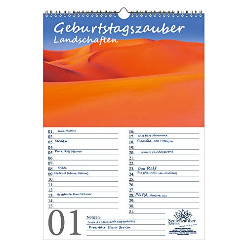 Geburtstagsplaner Geburtstagskalender Landschaftszauber DIN A3 Kalender Landschaften und ferne Länder - Seelenzauber von Seelenzauber